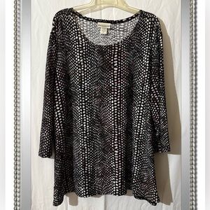 Rebecca Malone Black and Multi Patterned Top